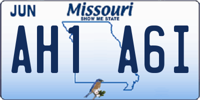 MO license plate AH1A6I