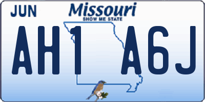 MO license plate AH1A6J