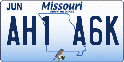 MO license plate AH1A6K