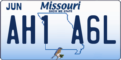 MO license plate AH1A6L