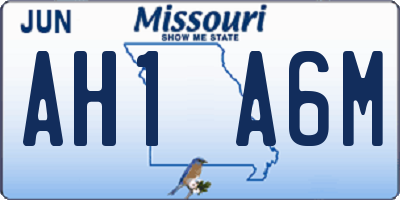 MO license plate AH1A6M