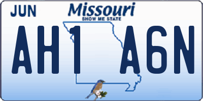 MO license plate AH1A6N