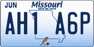 MO license plate AH1A6P