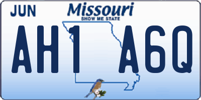 MO license plate AH1A6Q