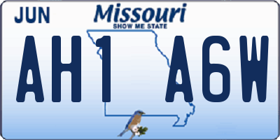 MO license plate AH1A6W