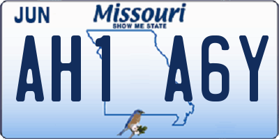 MO license plate AH1A6Y