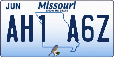 MO license plate AH1A6Z