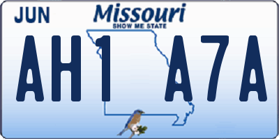 MO license plate AH1A7A