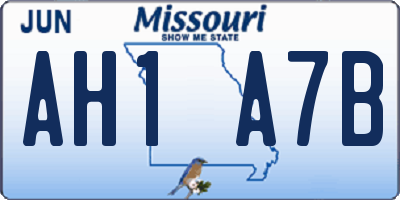 MO license plate AH1A7B