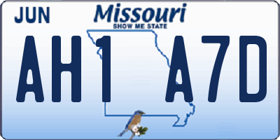 MO license plate AH1A7D