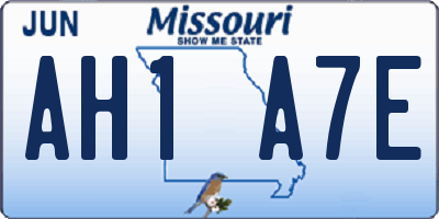 MO license plate AH1A7E