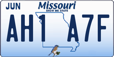 MO license plate AH1A7F