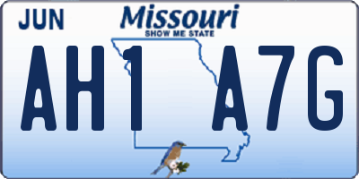 MO license plate AH1A7G