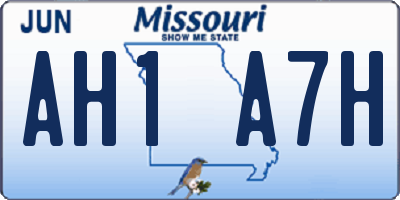 MO license plate AH1A7H