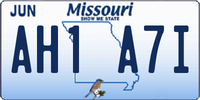 MO license plate AH1A7I