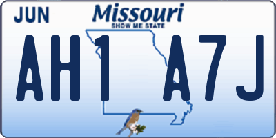 MO license plate AH1A7J