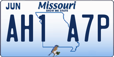 MO license plate AH1A7P