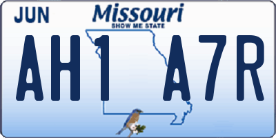 MO license plate AH1A7R