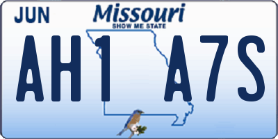 MO license plate AH1A7S