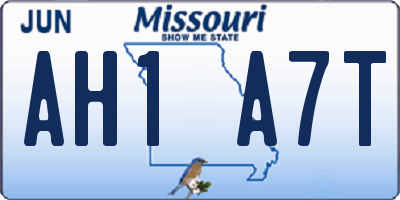 MO license plate AH1A7T