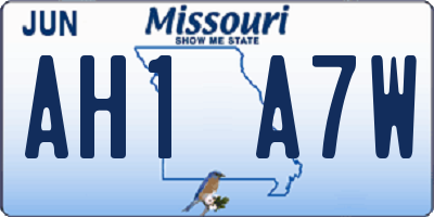 MO license plate AH1A7W