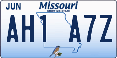 MO license plate AH1A7Z