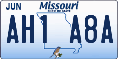 MO license plate AH1A8A