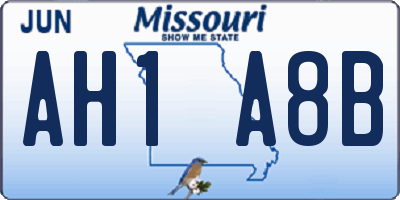 MO license plate AH1A8B