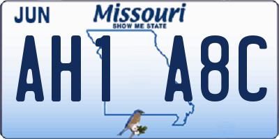 MO license plate AH1A8C