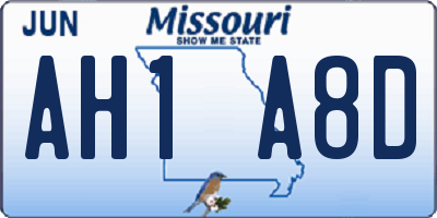 MO license plate AH1A8D