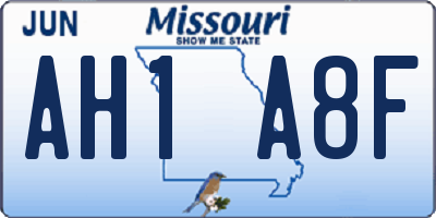 MO license plate AH1A8F