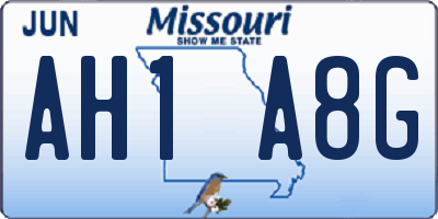 MO license plate AH1A8G