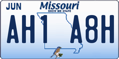 MO license plate AH1A8H