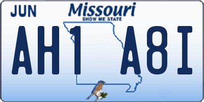 MO license plate AH1A8I