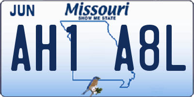 MO license plate AH1A8L