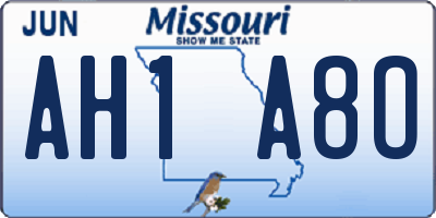 MO license plate AH1A8O