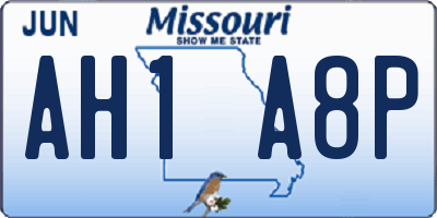 MO license plate AH1A8P