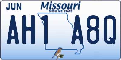 MO license plate AH1A8Q