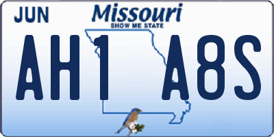 MO license plate AH1A8S