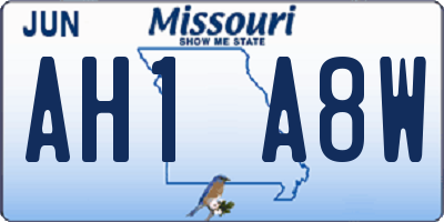 MO license plate AH1A8W