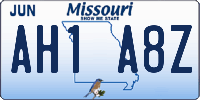 MO license plate AH1A8Z