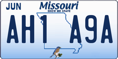 MO license plate AH1A9A