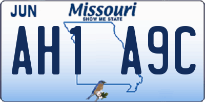 MO license plate AH1A9C