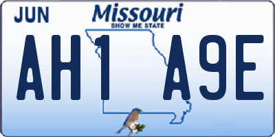 MO license plate AH1A9E