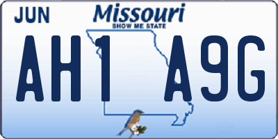 MO license plate AH1A9G