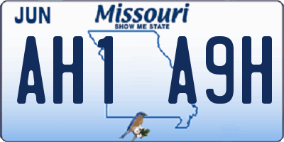 MO license plate AH1A9H