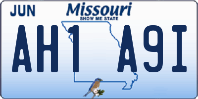 MO license plate AH1A9I