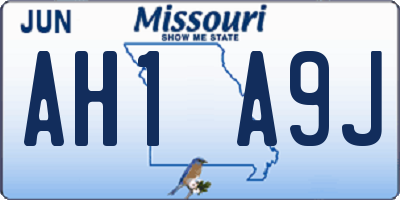 MO license plate AH1A9J