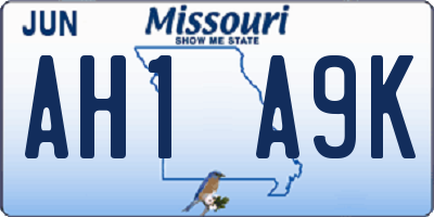 MO license plate AH1A9K