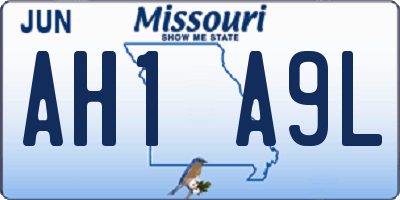 MO license plate AH1A9L